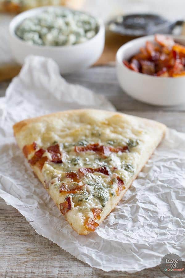 Blue Cheese and Bacon Pizza - gourmet pizza at home.