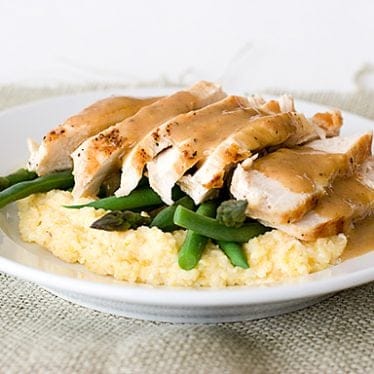Orange-Balsamic Chicken with Asparagus, Green Beans and Polenta | www.tasteandtellblog.com