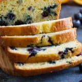 Orange Blueberry Bread with text bar on the bottom.