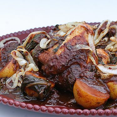 Red-Chile Braised Chicken | www.tasteandtellblog.com