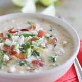 Fresh corn is scraped from the cob and added to this creamy Chipotle Corn Chowder recipe with an added kick of flavor from chipotle chiles.