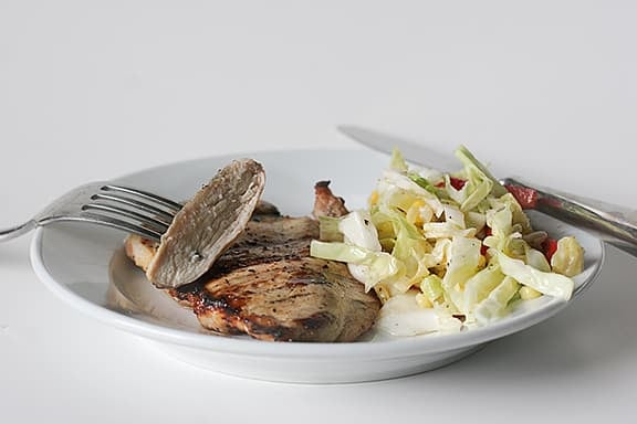 Grilled Lemon Chicken with Cabbage and Corn Slaw | www.tasteandtellblog.com