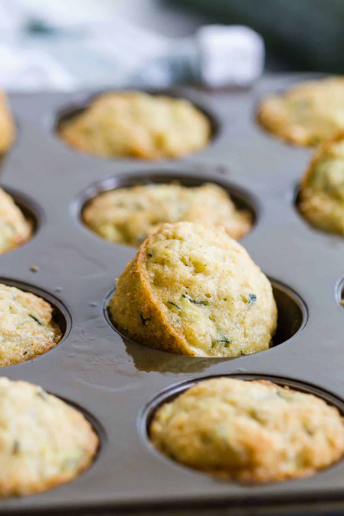 zucchini muffins in a muffin tin