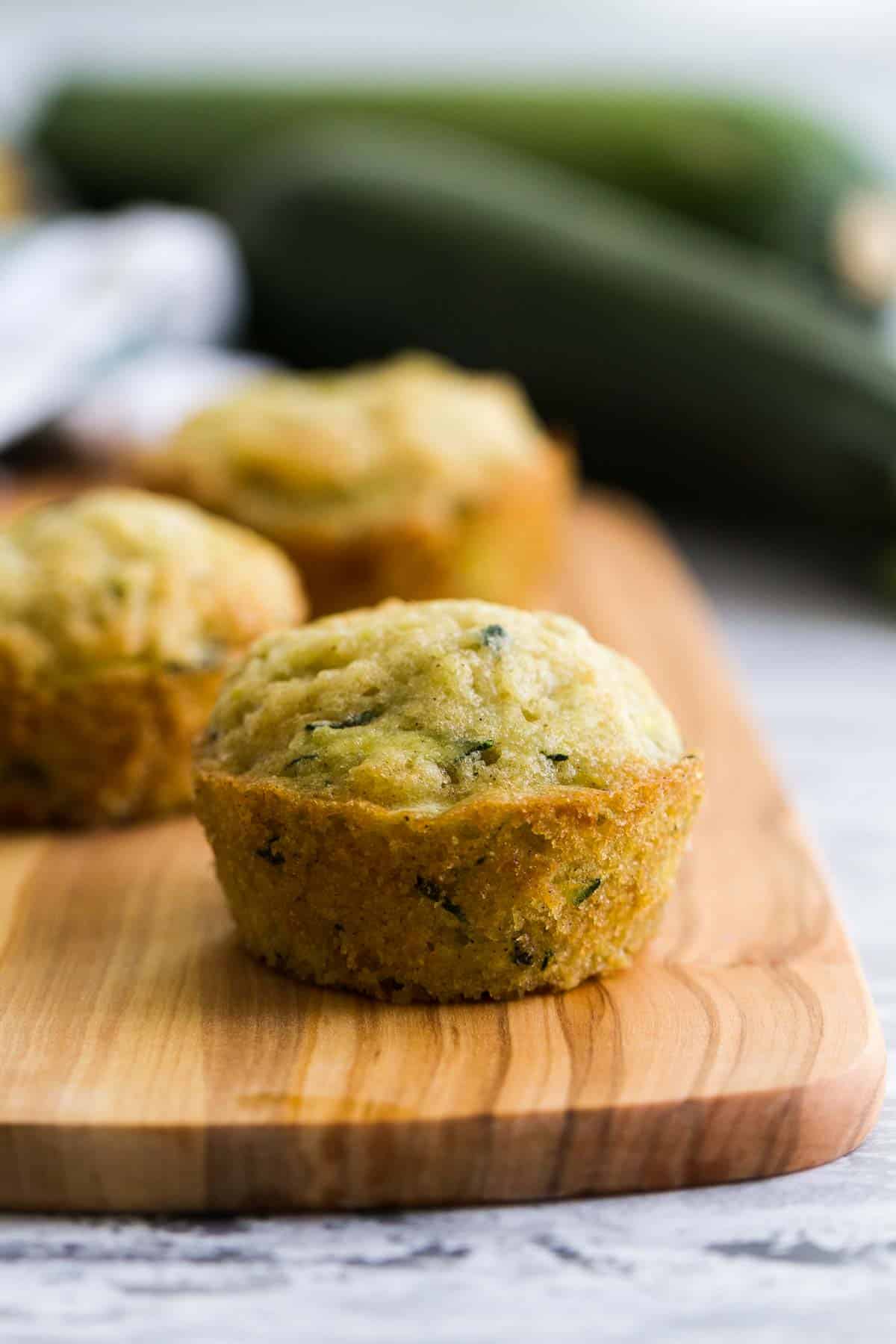 Zucchini Muffins on a cutting board