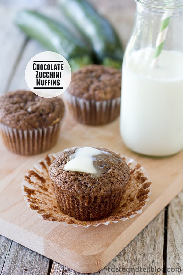 Chocolate Zucchini Muffins | www.tasteandtellblog.com