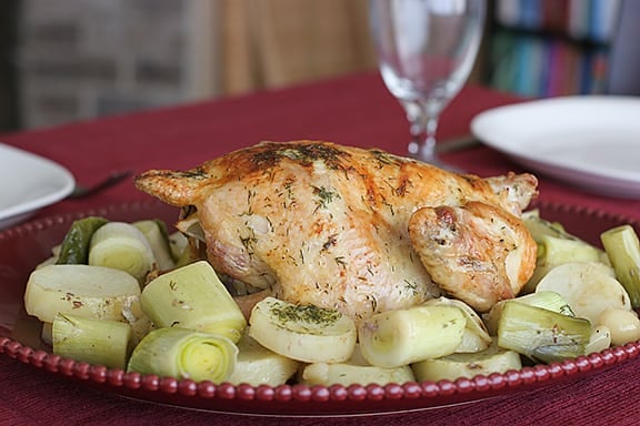 Roast Dill-Scented Chicken with Leeks and Potatoes | www.tasteandtellblog.com