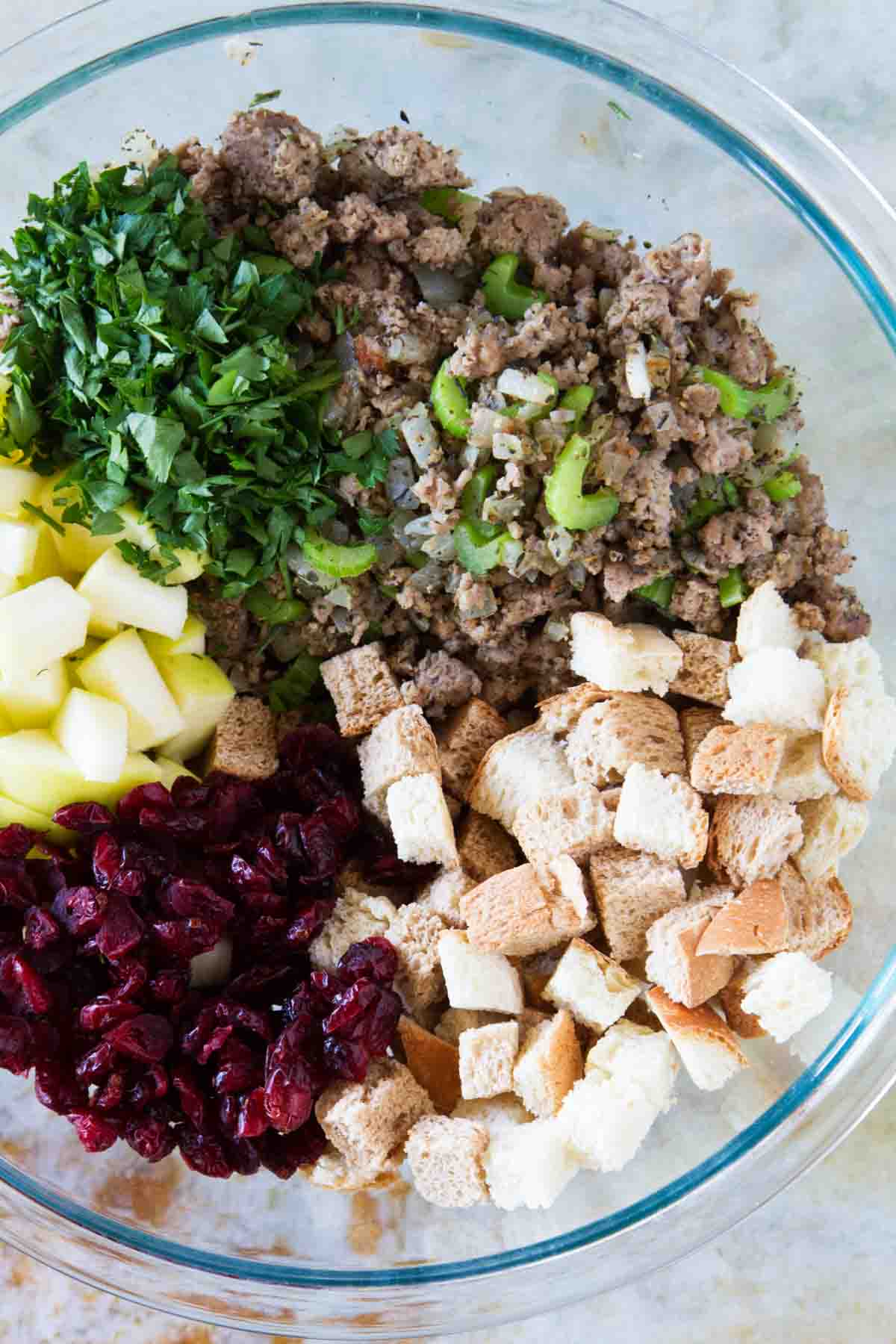 Ingredients for sausage stuffing