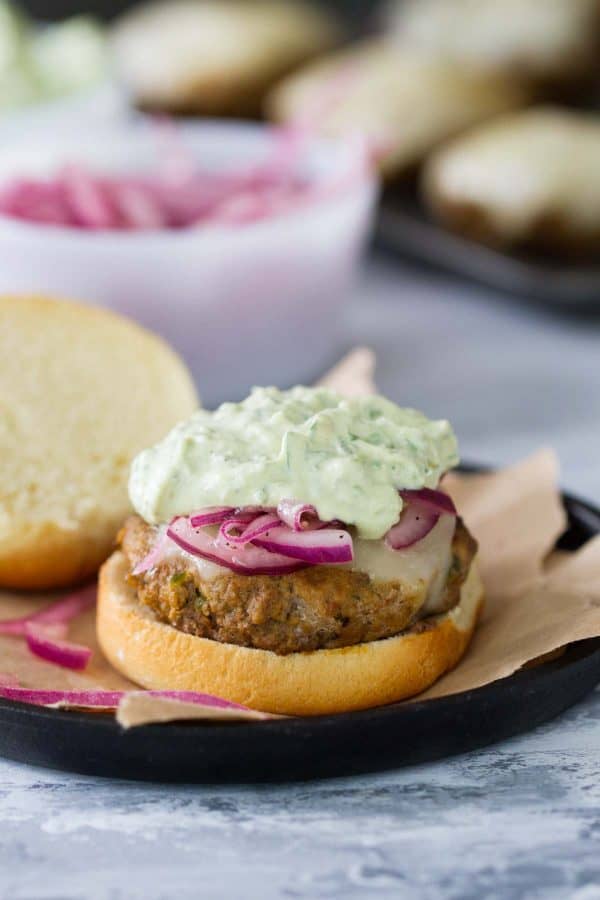 A fun alternative to regular burgers, these Poblano Pepper Slider Burgers are packed with pepper flavor. They are topped with marinated onions and a creamy guacamole to really take them over the top.