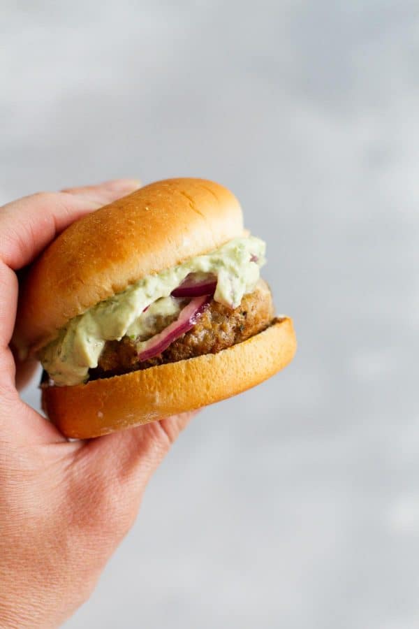 A fun alternative to regular burgers, these Poblano Pepper Slider Burgers are packed with pepper flavor. They are topped with marinated onions and a creamy guacamole to really take them over the top.