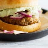 A fun alternative to regular burgers, these Poblano Pepper Slider Burgers are packed with pepper flavor. They are topped with marinated onions and a creamy guacamole to really take them over the top.