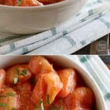 photo collage of gnocchi with ricotta and Tomato sauce with text overlay