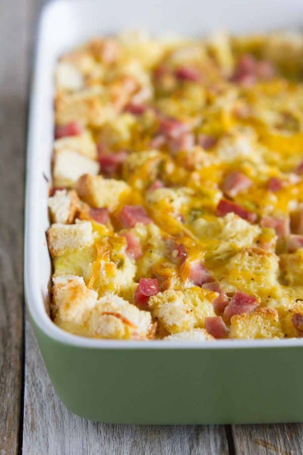 Prepare breakfast ahead of time for easy mornings with this easy and family pleasing Ham and Cheese Breakfast Casserole Recipe.