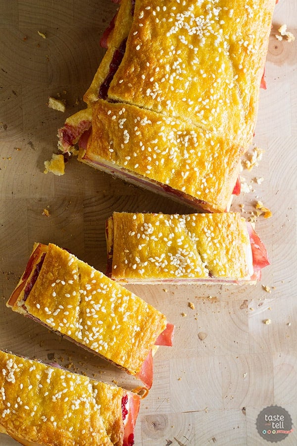 A favorite sandwich - the Monte Cristo - takes a different form in this sandwich loaf that has layers of crescent dough, turkey, ham, cheese, and raspberry jam. This Monte Cristo Sandwich Loaf is perfect for pot lucks or picnics.