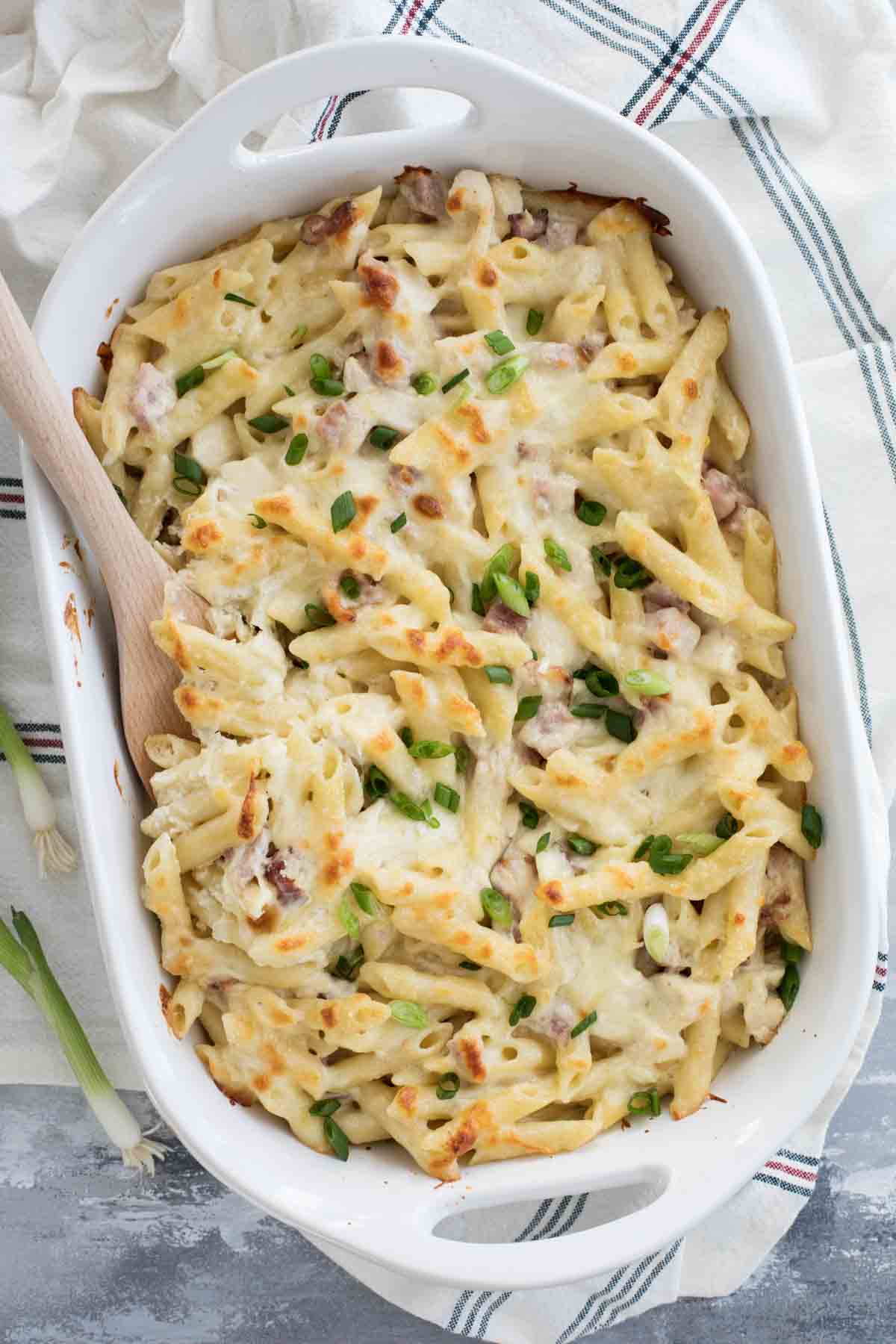 Chicken Cordon Bleu Casserole with shredded chicken