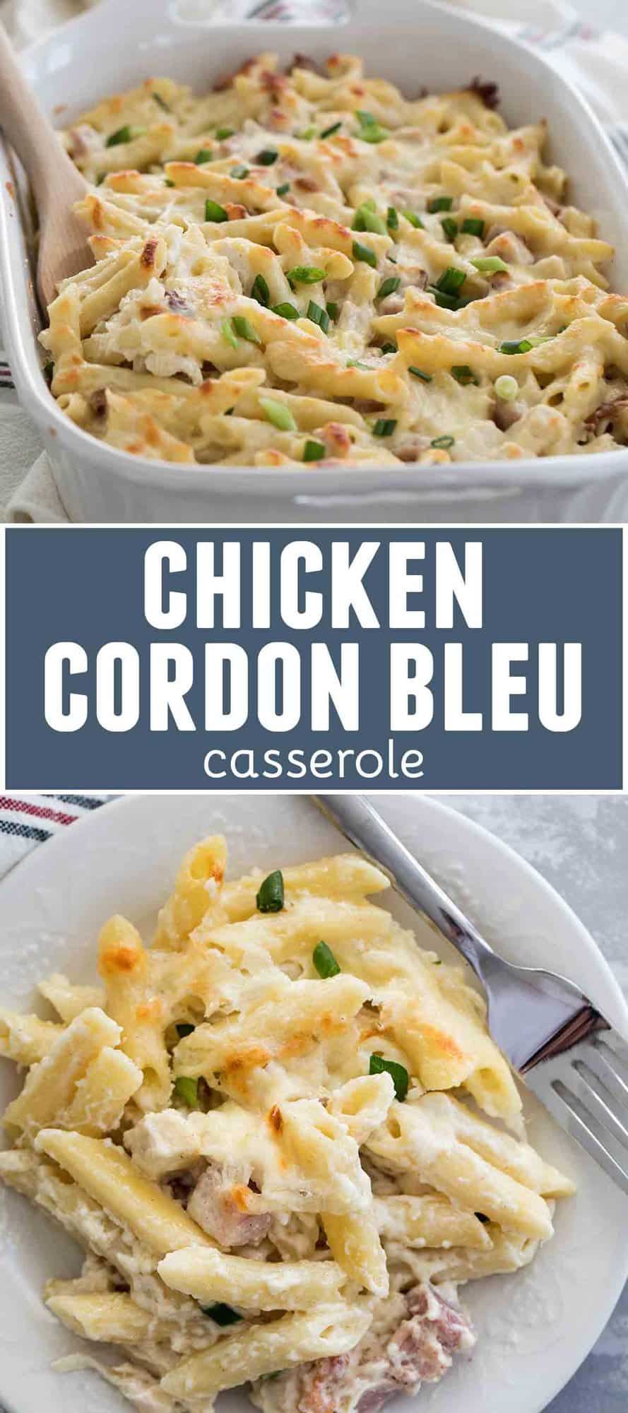 Easy Chicken Cordon Bleu Casserole with Pasta - Taste and Tell
