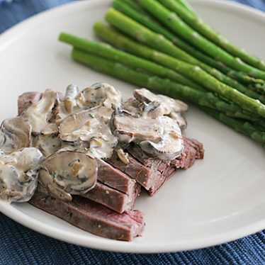 Flank Steak with Creamy Mushroom Sauce | www.tasteandtellblog.com