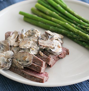 Flank Steak with Creamy Mushroom Sauce | www.tasteandtellblog.com