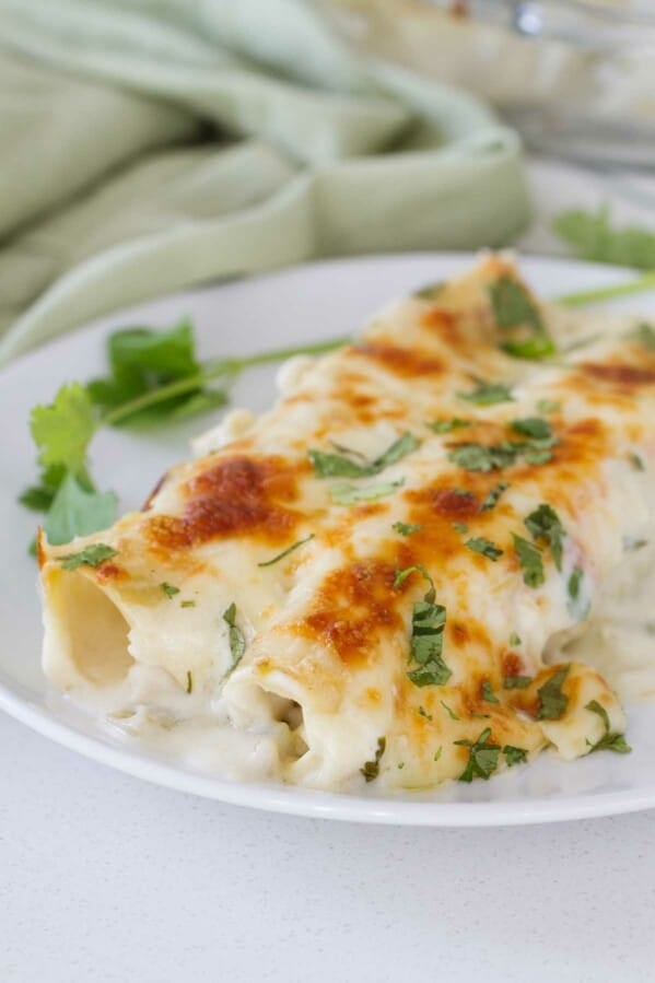 serving of white chicken enchiladas