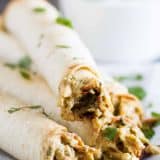 If you are looking for a chicken dinner that will satisfy both kids and adults, these Baked Creamy Chicken Taquitos are your answer! Creamy and flavorful and served with a delicious dressing, everyone loves this dinner idea!