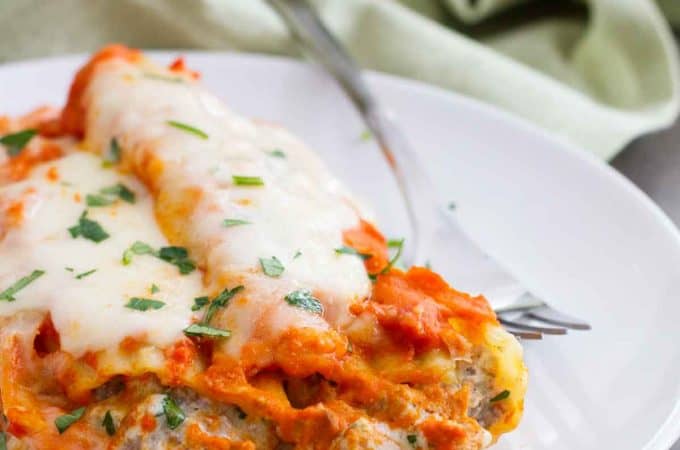 Stuffed Pasta Shells with Easy Bolognese Sauce - Taste and Tell