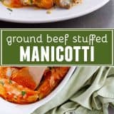 Ground Beef Stuffed Manicotti collage