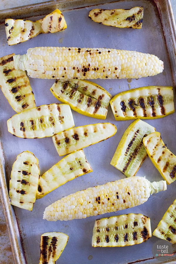 Penne with Grilled Summer Squash and Corn - Summer squash and sweet corn are the stars in this fresh and seasonal vegetarian dinner.