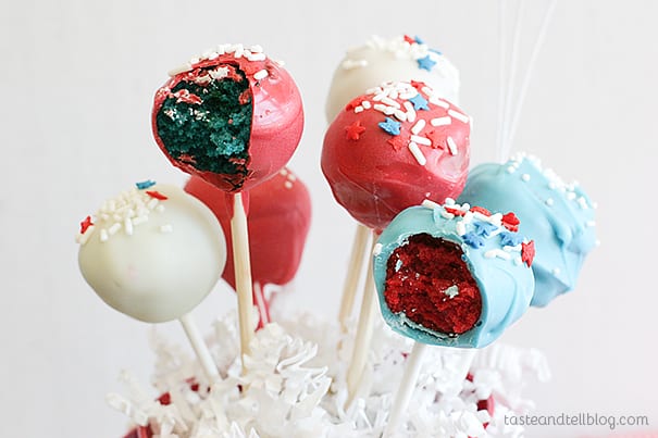 Red and Blue Velvet Cake Pops - perfect for the 4th of July!