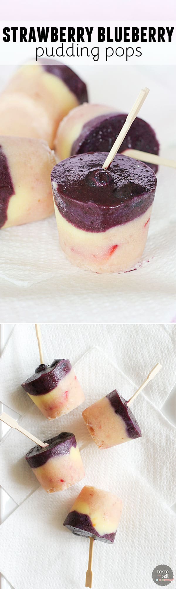 Yes – you can easily make frozen pudding pops at home! These pudding pops are infused with fresh strawberries and blueberries.