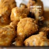 Crispy Baked Chicken Drumsticks with text overlay