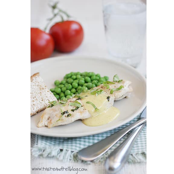 Basil Butter Chicken with Honey Mustard | www.tasteandtellblog.com