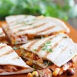 Grilled Chicken Quesadillas on a cutting board