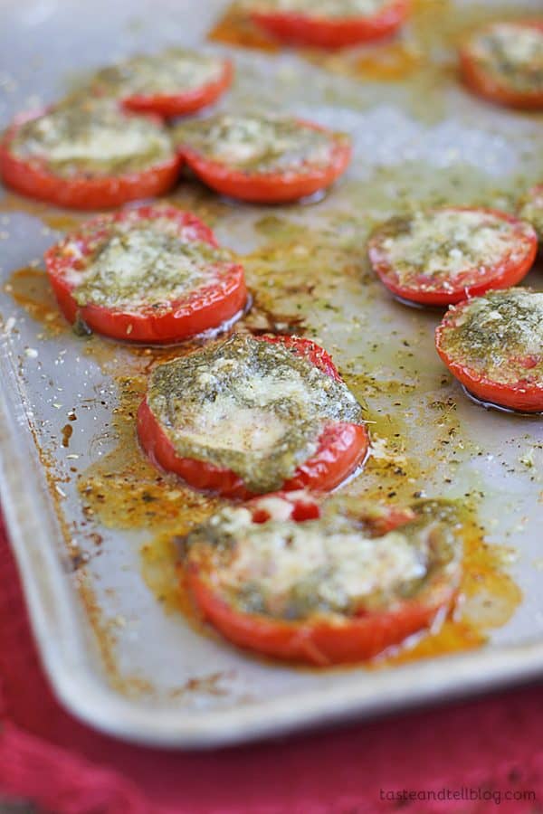 Roasted Tomatoes with Pesto Taste and Tell