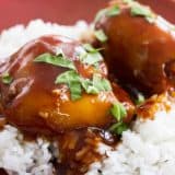 Slow Cooker Honey Garlic Chicken over rice.
