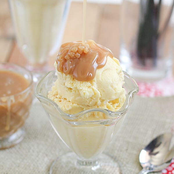 Sweet Corn Ice Cream with Salted Caramel Sauce | www.tasteandtellblog.com