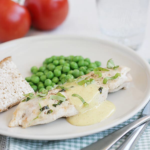 Basil Butter Chicken with Honey Mustard from www.tasteandtellblog.com