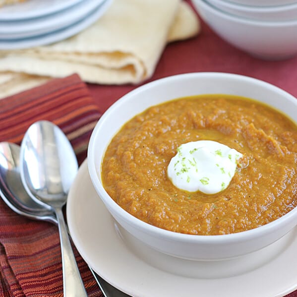 Spicy Carrot Ginger Soup from www.tasteandtellblog.com