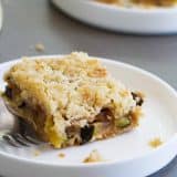 Zucchini Cobbler Bar on a plate with a fork