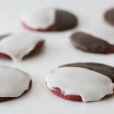 Red Velvet Black and White Cookies | www.tasteandtellblog.com