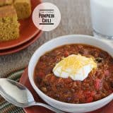 Bring the flavors of fall to your chili by adding in pumpkin and a hint of cinnamon and spices. Cooked in the slow cooker all day, this Slow Cooker Pumpkin Chili Recipe is the perfect dinner for a busy night!