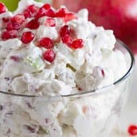 apple pomegranate salad in a glass bowl