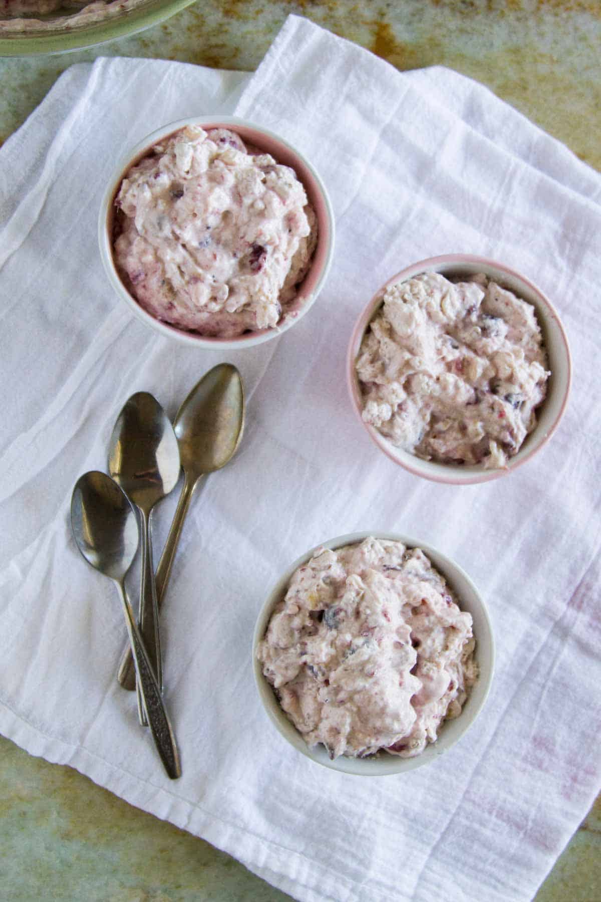 Thanksgiving Side Dish Cranberry Salad in small bowls.