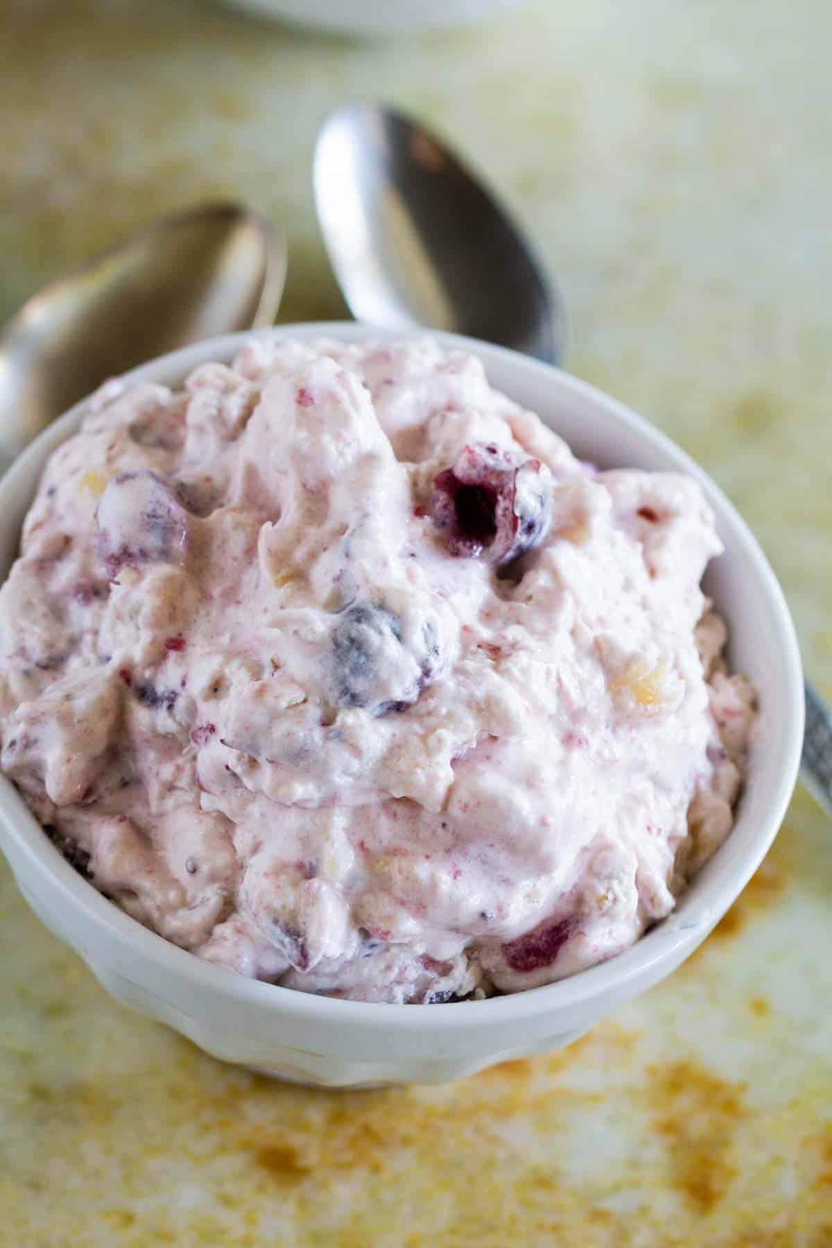 Cranberry Salad with Pineapple and chunks of cranberry.