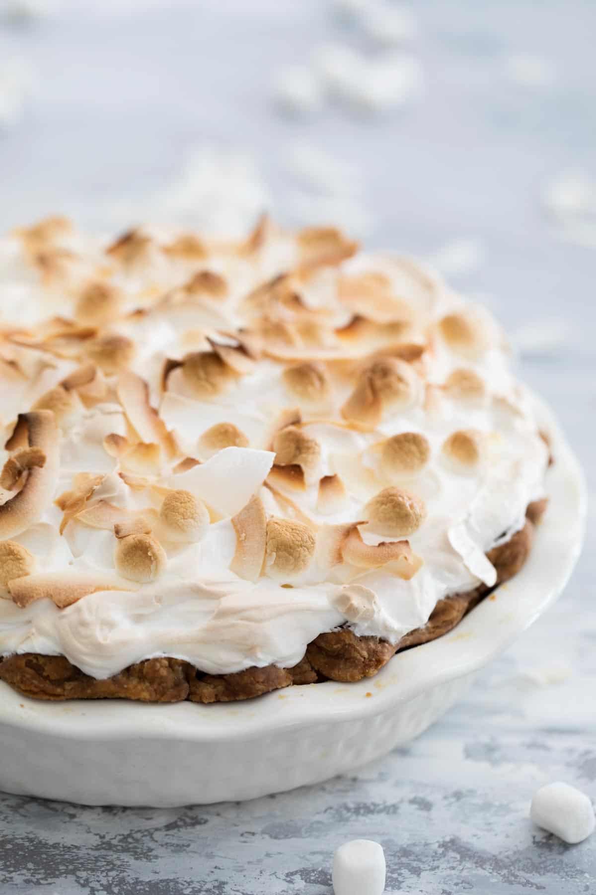 whole sweet potato pie with meringue