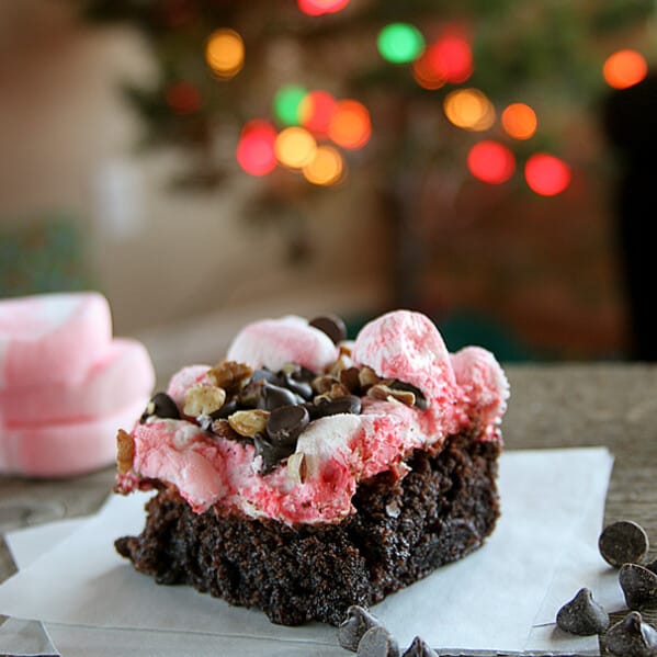 Peppermint Rocky Road Brownies from www.tasteandtellblog.com