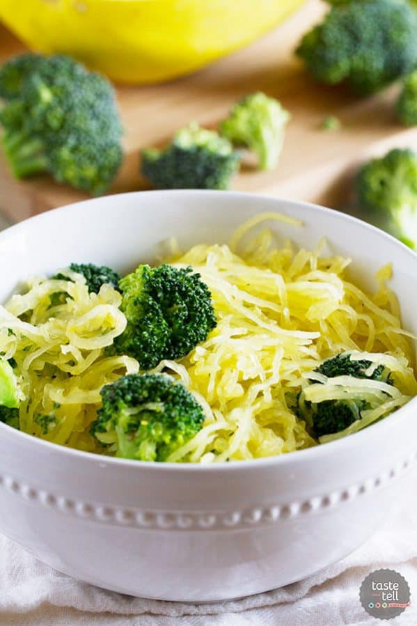 Forget the pasta - this healthy veggie filled Broccoli and Spaghetti Squash with Lemon Pepper Recipe will leave you satisfied.