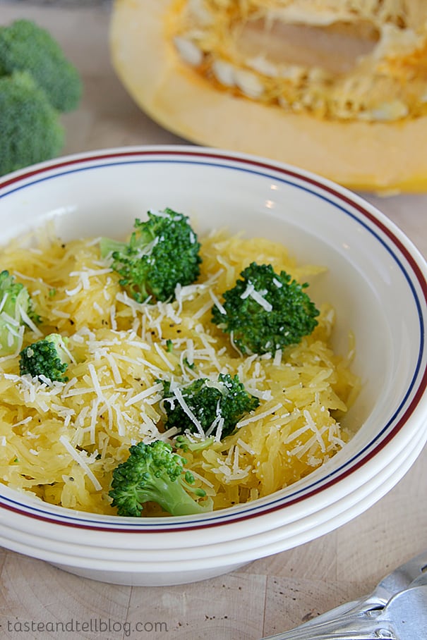Broccoli and Spaghetti Squash with Lemon Pepper Taste and Tell