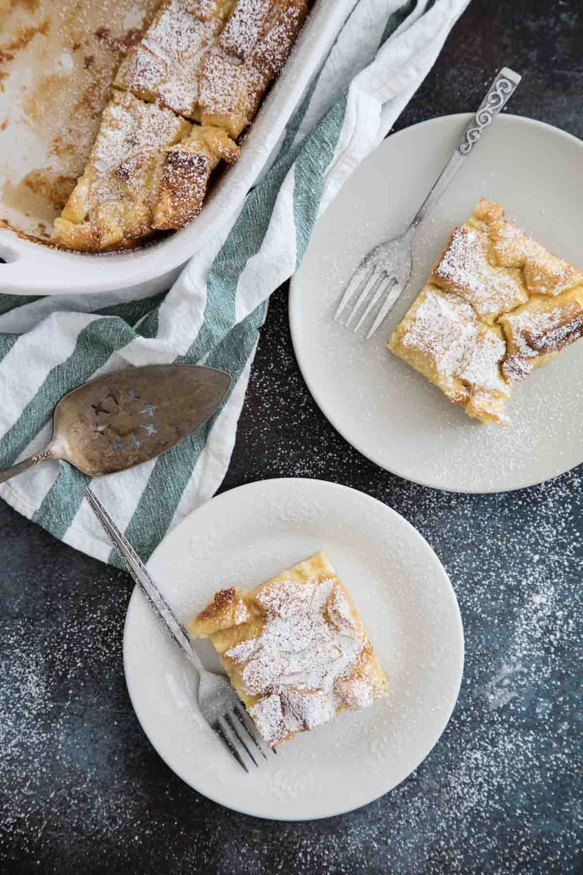 overhead view of Cream Cheese French Toast Casserole