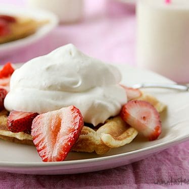 Strawberry Shortcake Waffles | www.tasteandtellblog.com