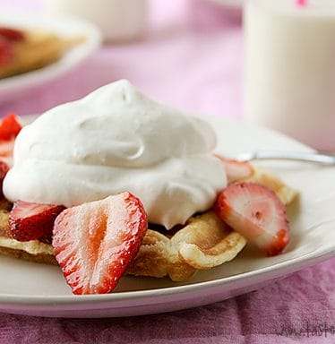 Strawberry Shortcake Waffles | www.tasteandtellblog.com