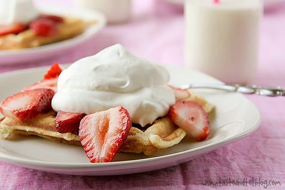 Strawberry Shortcake Waffles | www.tasteandtellblog.com